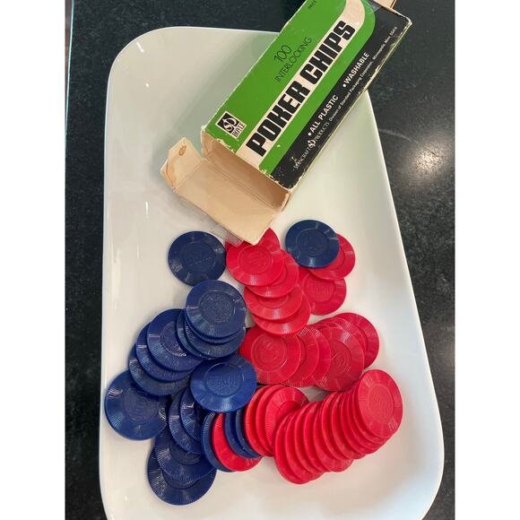 Vintage Hoyle Poker Chips plastic red,white,blue in original boxes 3 sets - Picture 1 of 4